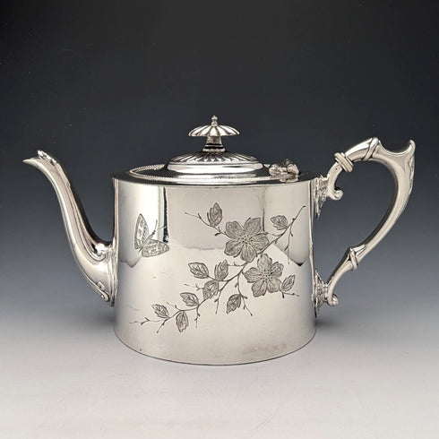 約 1890 年英國古董鍍銀茶壺 James Dixon